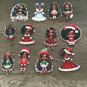 Black Chibi Christmas Ornaments Set